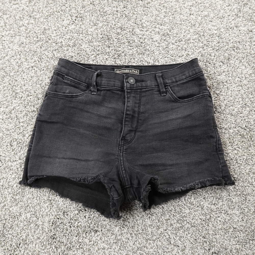 Abercrombie FItch Shorts Womens 24 Black Denim Jean Jorts Cutoffs Mini Micro Y2K